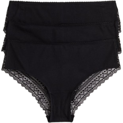 H&M Cotton and Lace Hipster Briefs 3-pack - Black