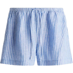 H&M Linen Drawstring Short - Blue/Striped