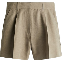 H&M Linen-Blend Shorts - Khaki Green