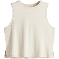 H&M Boxy-Syle Sports Vest Top with DryMove - Light Beige