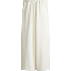 H&M Straight Linen-Blend Trousers - White