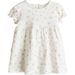 H&M Baby Jerseykleid mit Struktur - Weiss/Geblümt