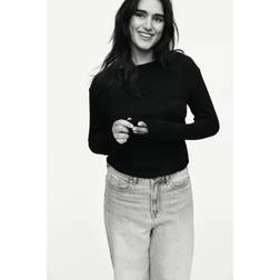 H&M Ribbed Cotton Top - Black