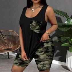 Shein Ärmelloses Lockeres Westentop Camouflage-Print - Übergröße