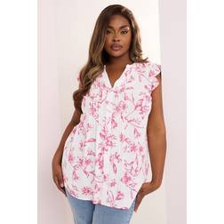 Yours Floral Sleeveless Pintuck Blouse - Pink