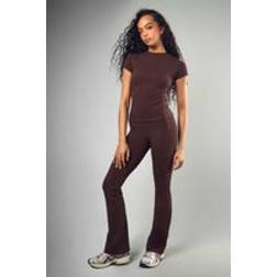 boohoo Super Soft High Waist Flared Legging - Brown