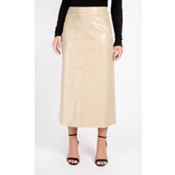 Little Mistress Cracked PU Midaxi Skirt - Natural
