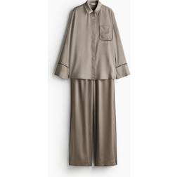 H&M Dam Brun Satinpyjamas - Mullvad