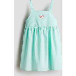 H&M Bomullsklänning - Turkos/Rosett