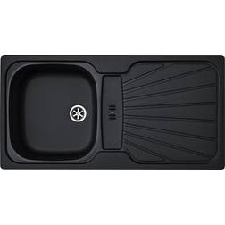 Liquida CMP5BL 1.0 Bowl Reversible Inset Black Kitchen Sink With Waste Kit