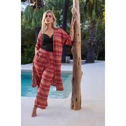 Yours Metallic Zig Zag Beach Kimono - Orange