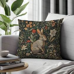 Shein Vintage Floral And Rabbit Print 17.7 x 17.7 in Cushion Cover