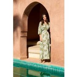 Blue Vanilla Khaki Embellished V Front & Back Maxi Dress - Green
