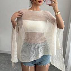 Shein Rafferiza Loose Design Knit Poncho Shawl Sun Protection Cardigan - Spring/Summer