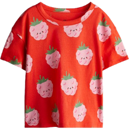 H&M Printed Jersey Top - Bright Red/Raspberries (1276711001)