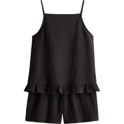 H&M Girls 2-Piece Cotton Strappy Top And Shorts Set - Grey