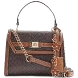 River Island Monogram Mini Tote Cross Body Bag - Brown