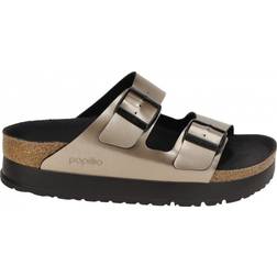 Birkenstock Arizona PAP Flex Platform Birko-Flor Patent - Electric Metallic Taupe