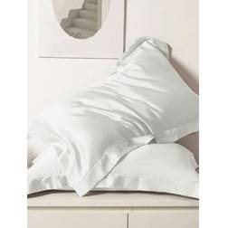 Shein 1pc Satin Solid Color Pillowcase With Envelope Closure Design, Bedroom Bedding Pillow Case White (74x48cm)