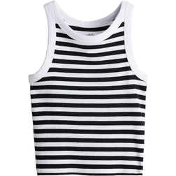 H&M Ribbed Cotton Tank Top - Weiß/Gestreift (1277134003)