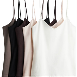 H&M Camisole Tops 5-pack - Cream/Powder Pink/Dark Brown