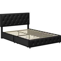 Yaheetech Upholstered Bed Frame with Drawer Storage Double 4'6 141 x197cm