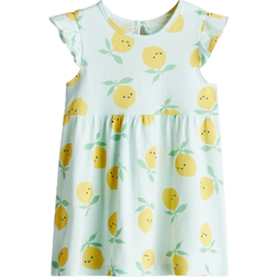 H&M Patterned Cotton Dress - Light Turquoise/Lemons (1265912012)