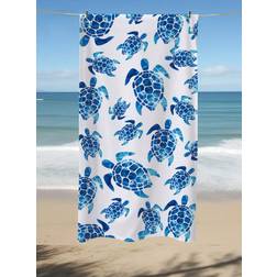 Shein Mandala Pattern Beach 1pc Bath Towel White, Blue (140x70cm)