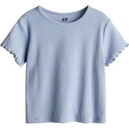 H&M Ribbed Jersey Shirt - Light Blue (1218038007)