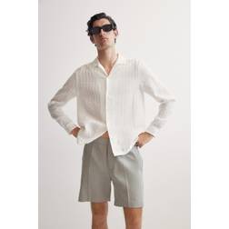 H&M Støvet Grøn Shorts I Hørblanding - Regular Fit