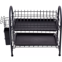 2 Tier Rack Cutlery Holder Plate Rack Kitchen Sink with Drip Tray Dish Drainer 25cm