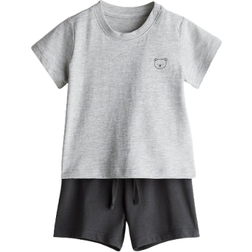 H&M Baby 2-delat Set I Bomullstrikå - Ljusgrå/Mörkgrå