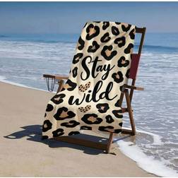 Shein Oversized Microfiber Beach - Stay Wild Leopard Print Bath Towel Brown, Black (160x80cm)