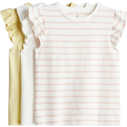 H&M Girls 3-Pack Flutter-Sleeved Tops - Yellow