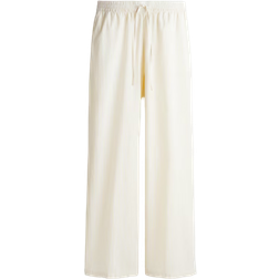 H&M Seersucker Drawstring Trousers - Light Yellow/Striped
