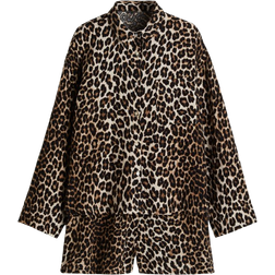 H&M Pyjama Shirt And Shorts - Light Beige/Leopard Print