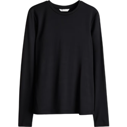 H&M A long-sleeved Microfiber Top - Black