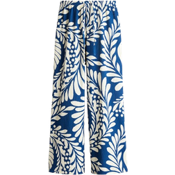 H&M Wide Pull-On Trousers - Blue/Cream Patterned