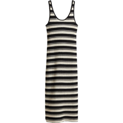 H&M Rib-Knit Dress - Black/Striped