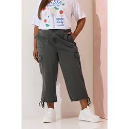 Yours Cropped Cargo Trousers - Black