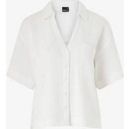 Gina Tricot Co-Ord Relaxed Fit Gauze Short Sleeve Shirt - White