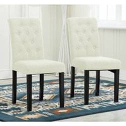 MCC Direct Set of 2 Linen Fabric Dining Chairs Kitchen Chair