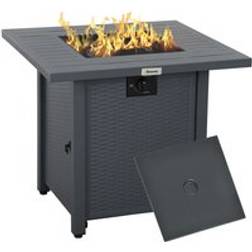 OutSunny 40,000 BTU Gas Firepit Table with Protective Cover Grey