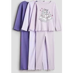 H&M Girls 3-Pack Cotton Pyjamas - Purple