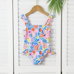 Shein Cute Girls One-Piece Ditsy Floral Adjustable Ruffle Strap - Hem