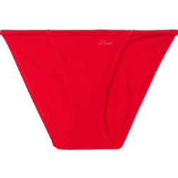 PINK Cotton String Bikini Panty - Bright Vermillion