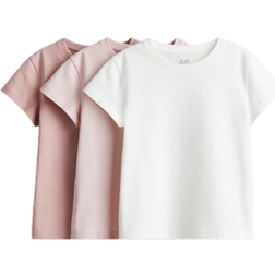 H&M Girls 3-Pack Cotton Tops - Pink