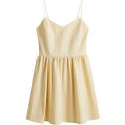 H&M Flared Skirt Cotton Dress - Light Yellow