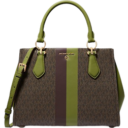 Michael Kors Marilyn Medium Logo Stripe Satchel - Meadow Green