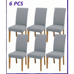 Shein 6pcs/Set Smoky Gray Milk Silk Chair Cover, Detachable And Machine Washable High Elasticity Dining Chair Cover, Hotel Banquet Restaurant Living Room Home Chair Protection Cover Loose Chair Cover Gray (65x45cm)